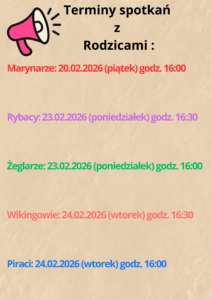Terminarz spotkań z Rodzicami