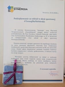 Podziękowanie za udział w akcji "Trenuj na niebiesko"
